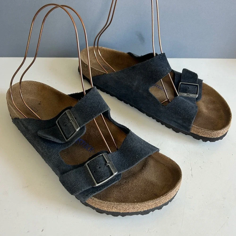 Birkenstock Arizona Sandals Men's 12 / 45 L14 Soft Footbed Navy Suede
